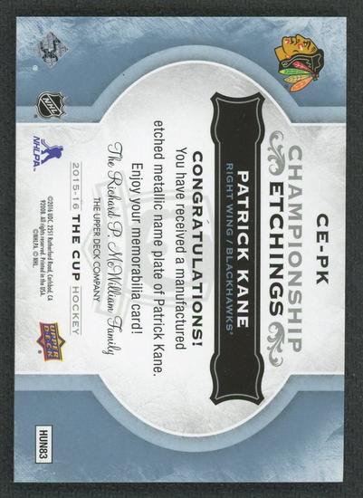 Image for 2015-16 Upper Deck The Cup Patrick Kane Championship Etchings /15