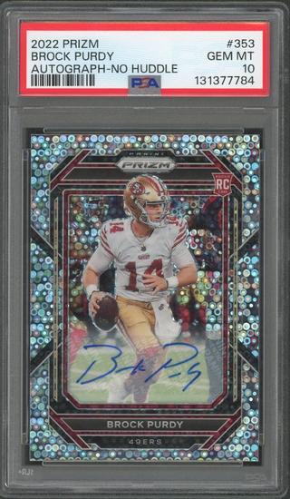 Image for 2022 Prizm Brock Purdy No Huddle Rookie Auto #353 PSA 10