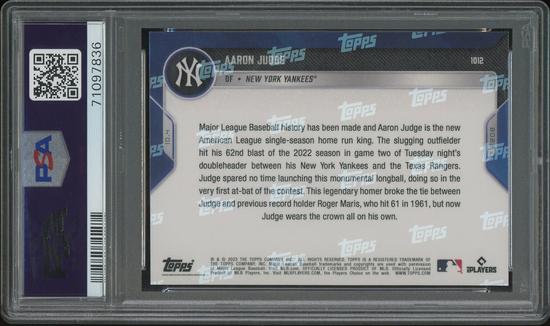 Image for 2022 Topps Now Baseball #1012 Aaron Judge PSA 10 (GEM MT)