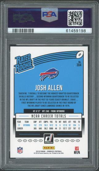 Image for 2018 Panini Donruss Josh Allen Rated Rookie #304 PSA 10
