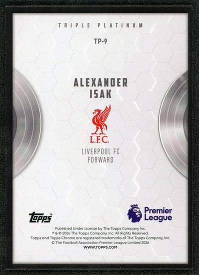 Image for 2026 Topps Chrome Premier League Alexander Isak Triple Platinum Black /10