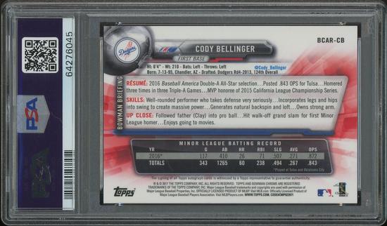 Image for 2017 Bowman Chrome Baseball #BCARCB Cody Bellinger Rookie Auto PSA 10 (GEM MT)