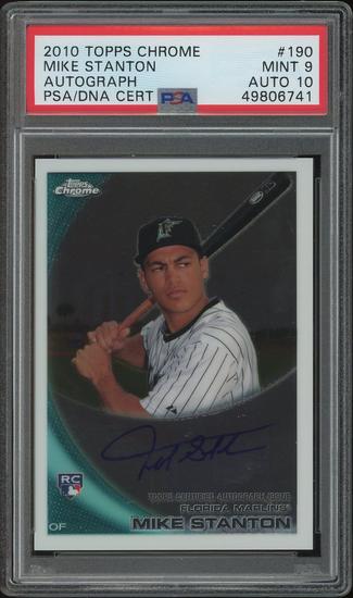 Image for 2010 Topps Chrome Baseball #190 Mike Giancarlo Stanton Rookie Auto PSA 9 (MINT) Auto 10