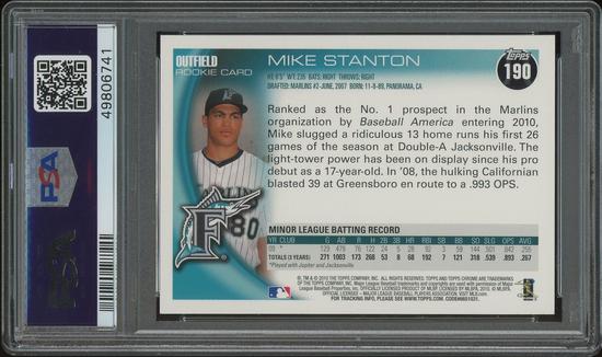 Image for 2010 Topps Chrome Baseball #190 Mike Giancarlo Stanton Rookie Auto PSA 9 (MINT) Auto 10