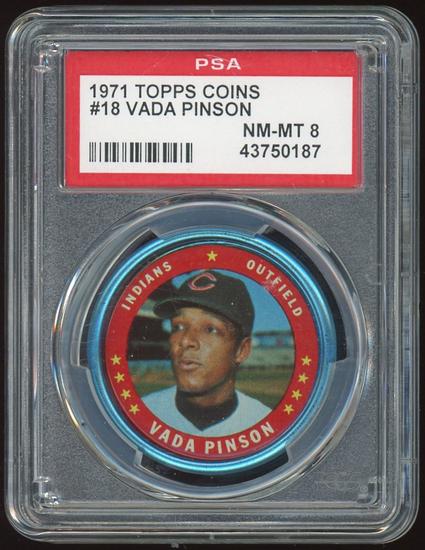 Image for 1971 Topps Coins #18 Vada Pinson PSA 8 *0187 (Reed Buy)