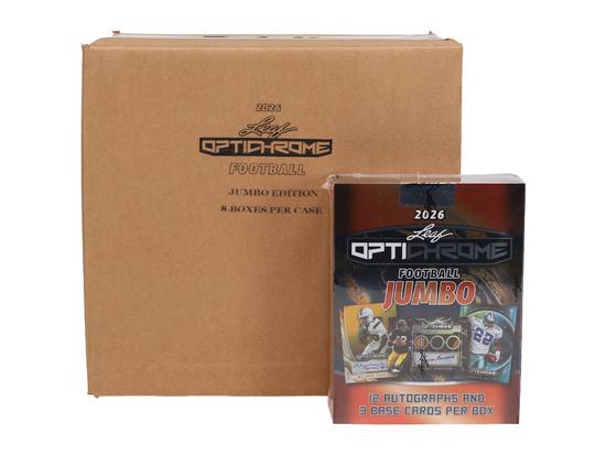 Image for 2026 Leaf Optichrome Football Hobby Jumbo 8-Box Case