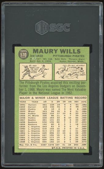 Image for 1967 Topps #570 Maury Wills SGC 8 *9594 (Reed Buy)