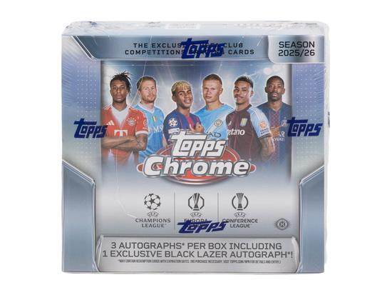 Image for 2025/26 Topps Chrome UEFA Club Competitions Soccer Hobby Jumbo 8-Box Case