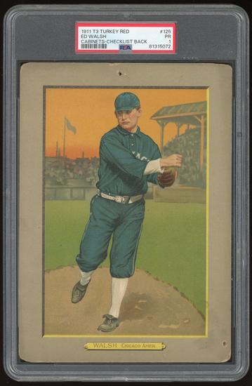 Image for 1911 T3 Turkey Red Cabinets #125 Ed Walsh checklist back PSA 1 *5072 (Reed Buy)