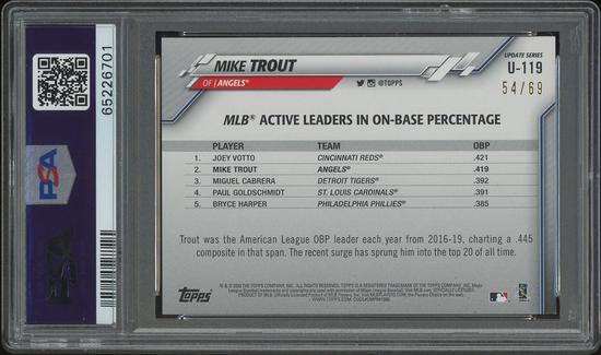 Image for 2020 Topps Update Baseball #U119 Mike Trout Black #54/69 PSA 8 (NM-MT)