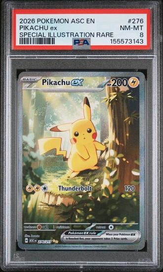 Image for 2026 Pokemon Ascended Heroes Pikachu Ex SIR #276 PSA 8