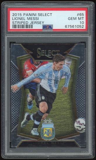 Image for 2015 Panini Select #65 Lionel Messi Striped Jersey PSA 10 *1052 (Reed Buy)