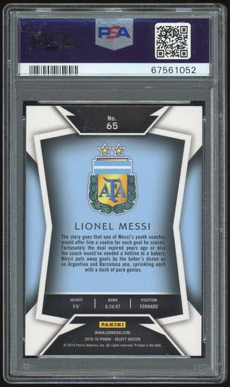 Image for 2015 Panini Select #65 Lionel Messi Striped Jersey PSA 10 *1052 (Reed Buy)
