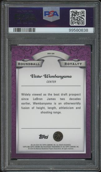 Image for 2023/24 Topps Chrome Basketball #RR26 Victor Wembanyama Roundball Royalty Blue Refractor Rookie PSA 10 GEM MT
