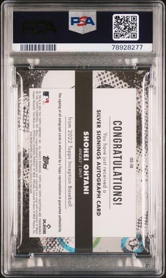 Image for 2022 Topps Inception Shohei Ohtani Silver Signings Gold Ink 1/1 Auto 9 PSA 7