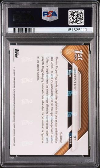 Image for 2025 Topps Now Cooper Flagg Draft Chrome Gold Refractor Rookie /50 #D1 PSA 7