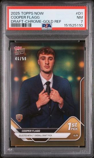 Image for 2025 Topps Now Cooper Flagg Draft Chrome Gold Refractor Rookie /50 #D1 PSA 7