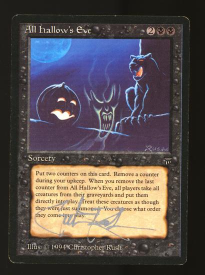 Image for Magic the Gathering Legends All Hallow's Eve MODERATELY PLAYED MP Christopher Rush Signed Auto INKED