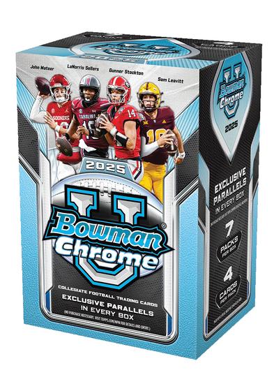 Image for 2025 Bowman University Chrome Football Blaster 40-Box Case