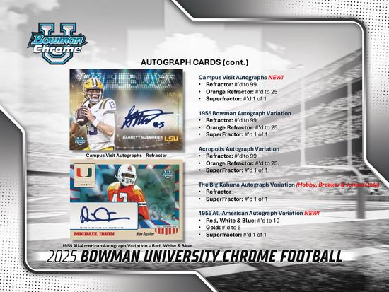 Image for 2025 Bowman University Chrome Football Hobby Jumbo Box