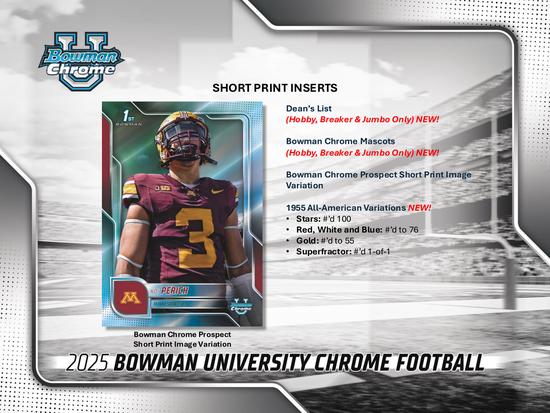 Image for 2025 Bowman University Chrome Football Hobby 12-Box Case