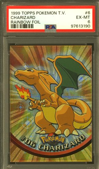 Image for Topps Pokemon TV #6 Rainbow Foil Charizard PSA 6