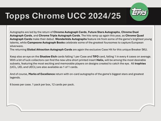 Image for 2024/25 Topps Chrome UEFA Club Competitions Soccer Delight Box