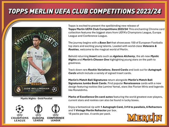 Image for 2023/24 Topps Chrome Merlin UEFA Club Competitions Soccer Hobby Box