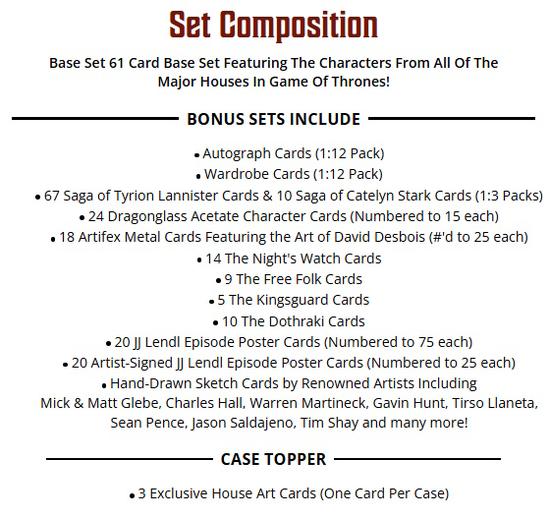 Image for 2025 Rittenhouse Game Of Thrones The Great Houses Hobby Box
