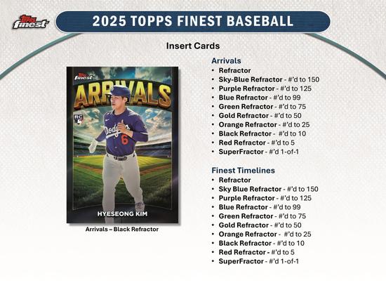 Image for 2025 Topps Finest Baseball Hobby Box
