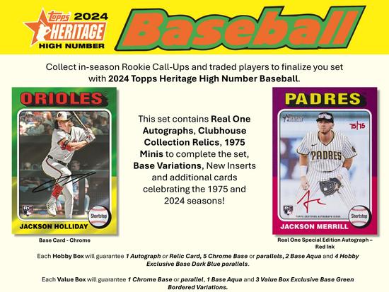 2024 TOPPS HERITAGE HIGH NUMBER BASEBALL HOBBY BOX | eBay