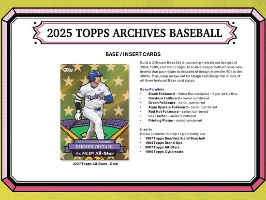 Image for 2025 Topps Archives Baseball Blaster 40-Box Case