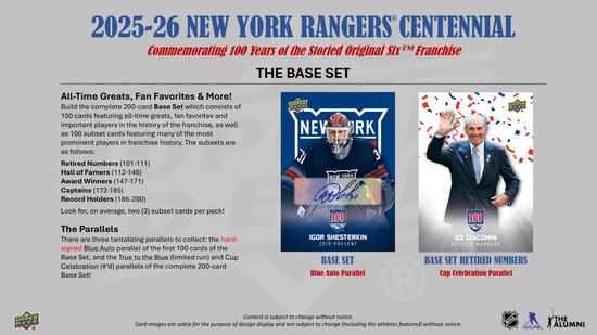 Image for 2025/26 Upper Deck New York Rangers Centennial Hockey Hobby Box