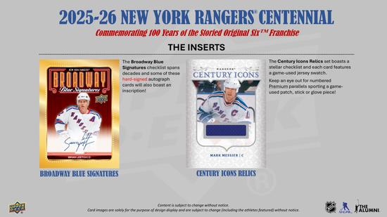 Image for 2025/26 Upper Deck New York Rangers Centennial Hockey Hobby Box