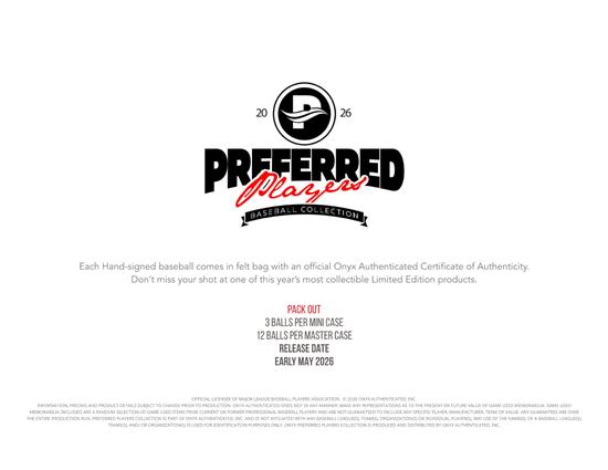 Image for 2026 Onyx Preferred Players Collection Autographed Baseball Hobby 3-Box Case