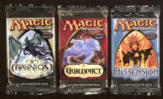 Image for Magic the Gathering Ravnica City of Guilds, Guildpact, Dissension LOT of 3 Booster Packs VINTAGE DRAFTS!