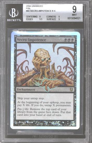Image for Magic the Gathering Unhinged Foil Necro-Impotence BGS 9 (9, 9, 9.5, 9)