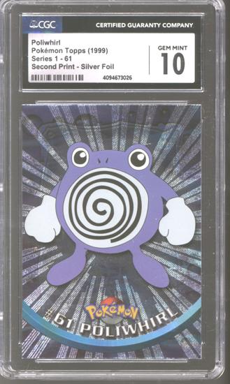 Image for Pokemon Topps Series 1 Silver Foil Poliwhirl 61 CGC 10 GEM MINT