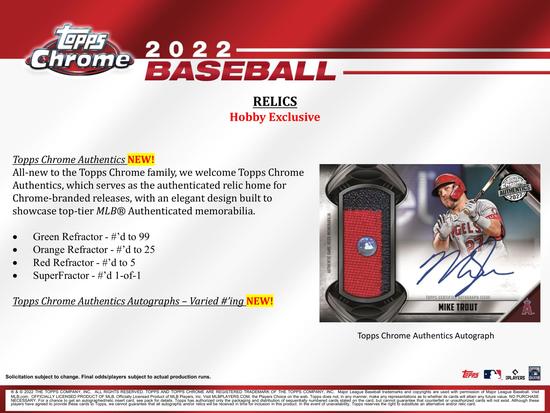 Image for 2022 Topps Chrome Baseball Hobby Box
