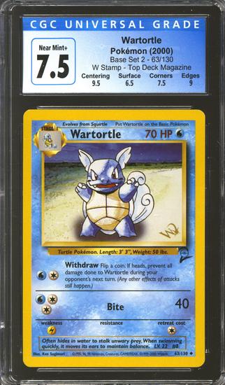 Image for Pokemon Base Set 2 W Stamp Top Deck Magazine Promo Wartortle 63/130 CGC 7.5 subs