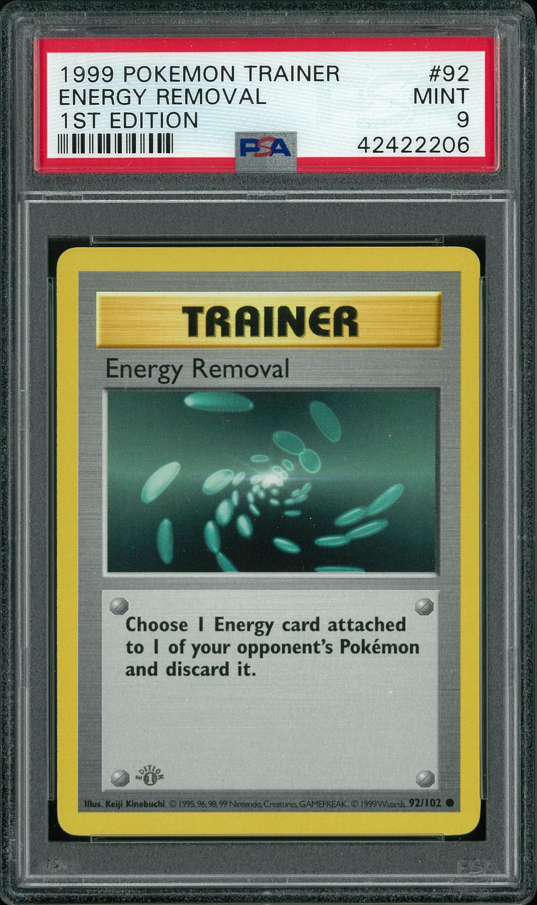 Shadowless Base Set 92/102 Energy Removal Common Pokemon TCG Card 
