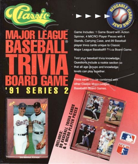 1991 Classic Major League Baseball MLB Trivia Board Game Series 2 | DA ...