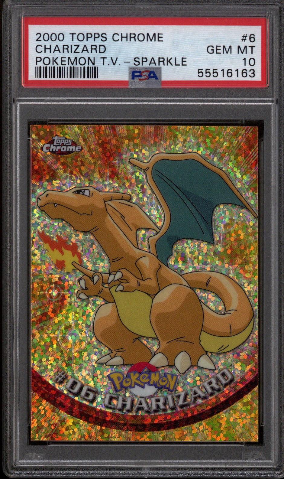 Topps Chrome Pokemon PSA 10 Charizard Sparkle Chrome Topps 2000 Reed 