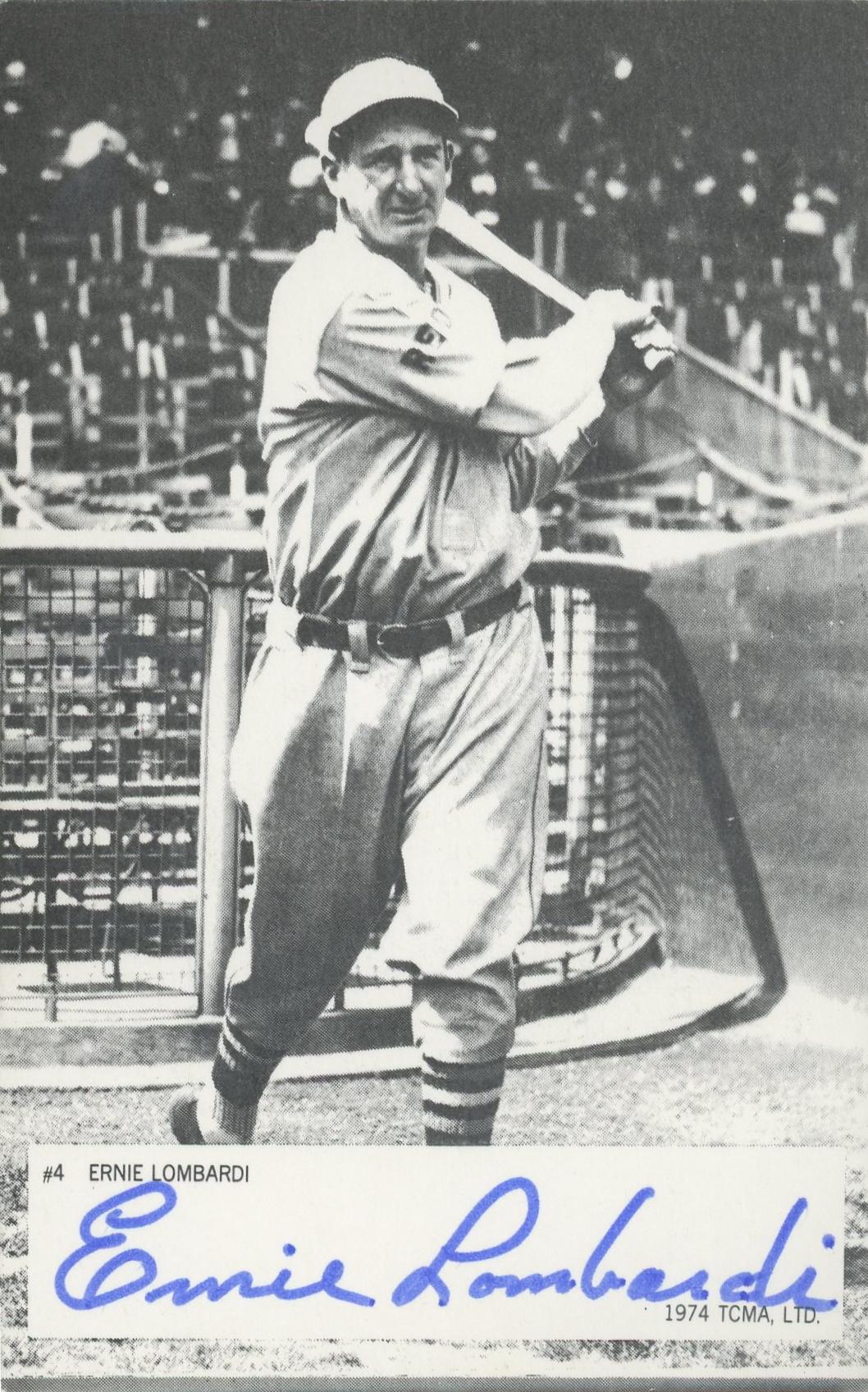 Ernie Lombardi Reds Autographed 1974 TCMA Postcard JSA