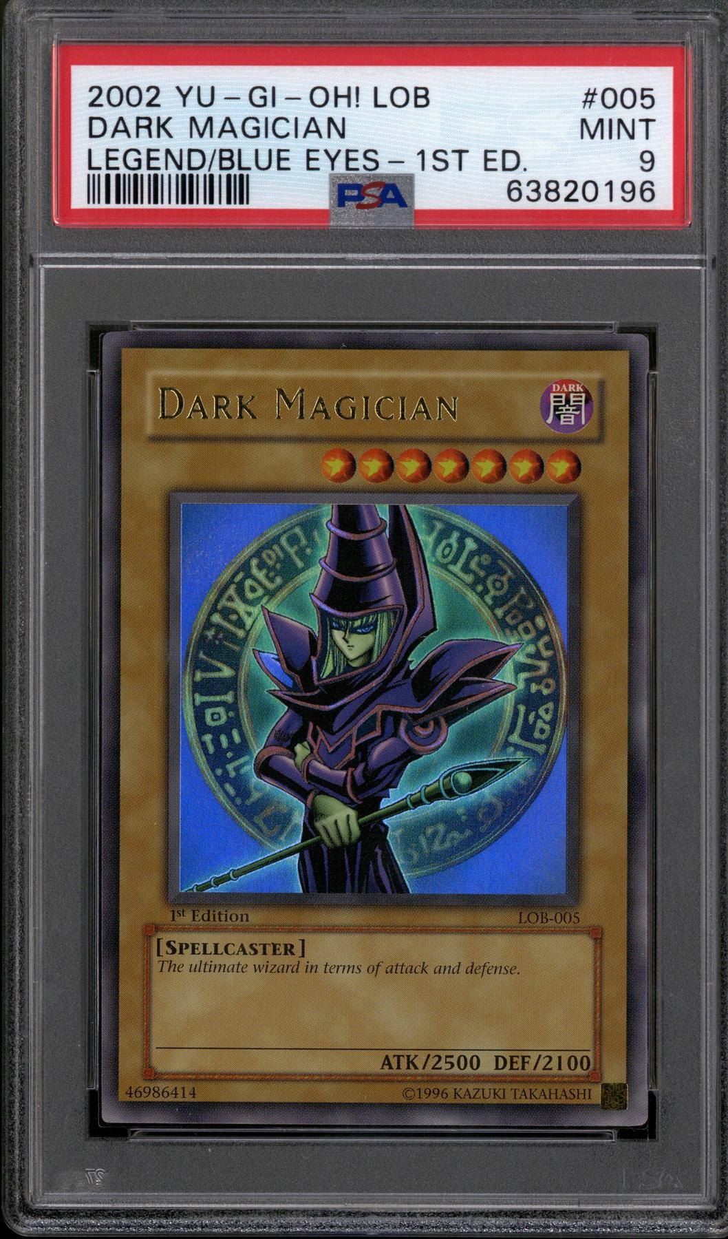 YuGiOh Legend of Blue Eyes 1st Edition Dark Magician LOB005 PSA 9