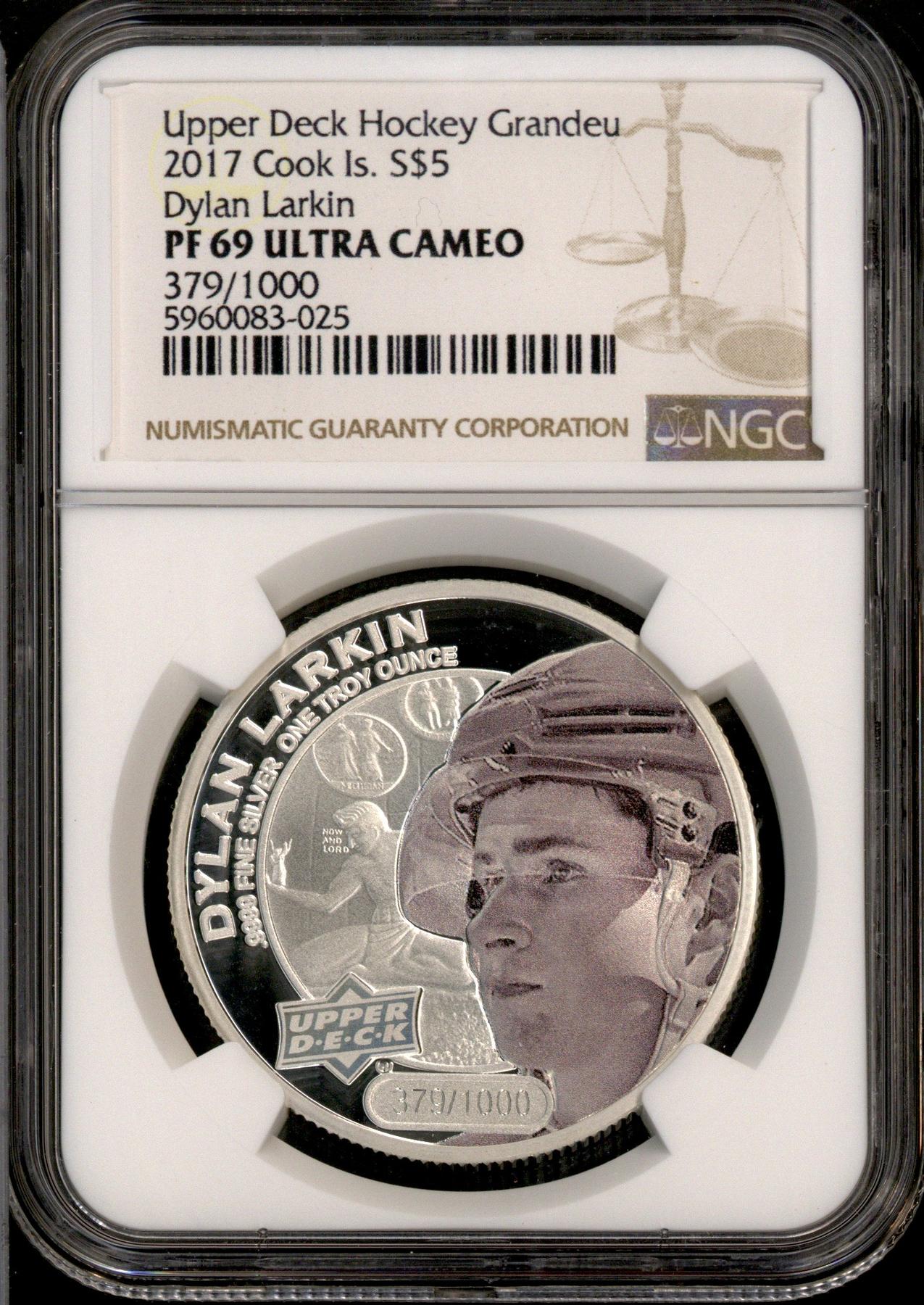 2017 Upper Deck Grandeur 1 oz Silver Dylan Larkin Coin 379
