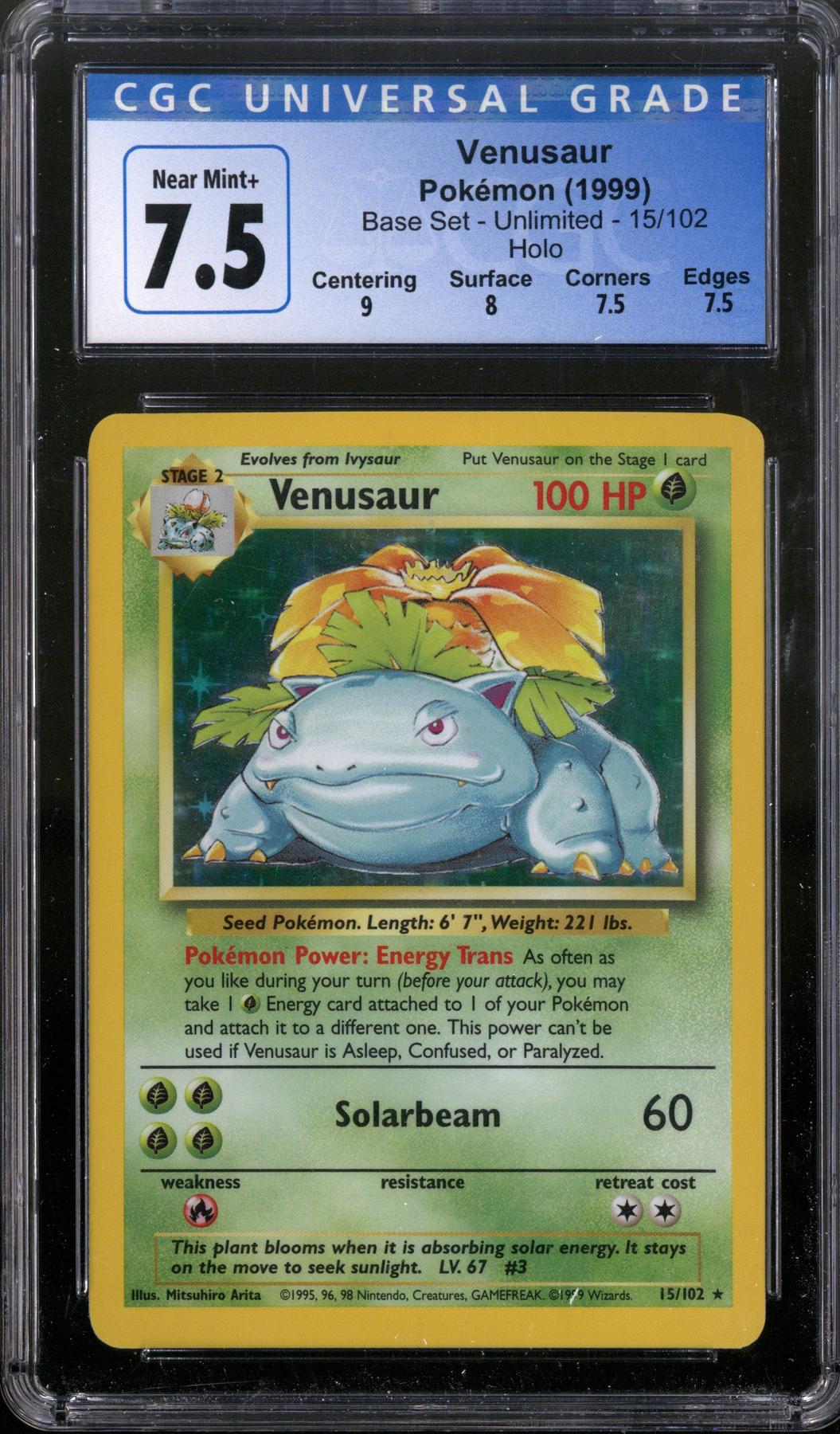 Pokemon Base Set Unlimited Venusaur 15/102 CGC 7.5 | DA Card World