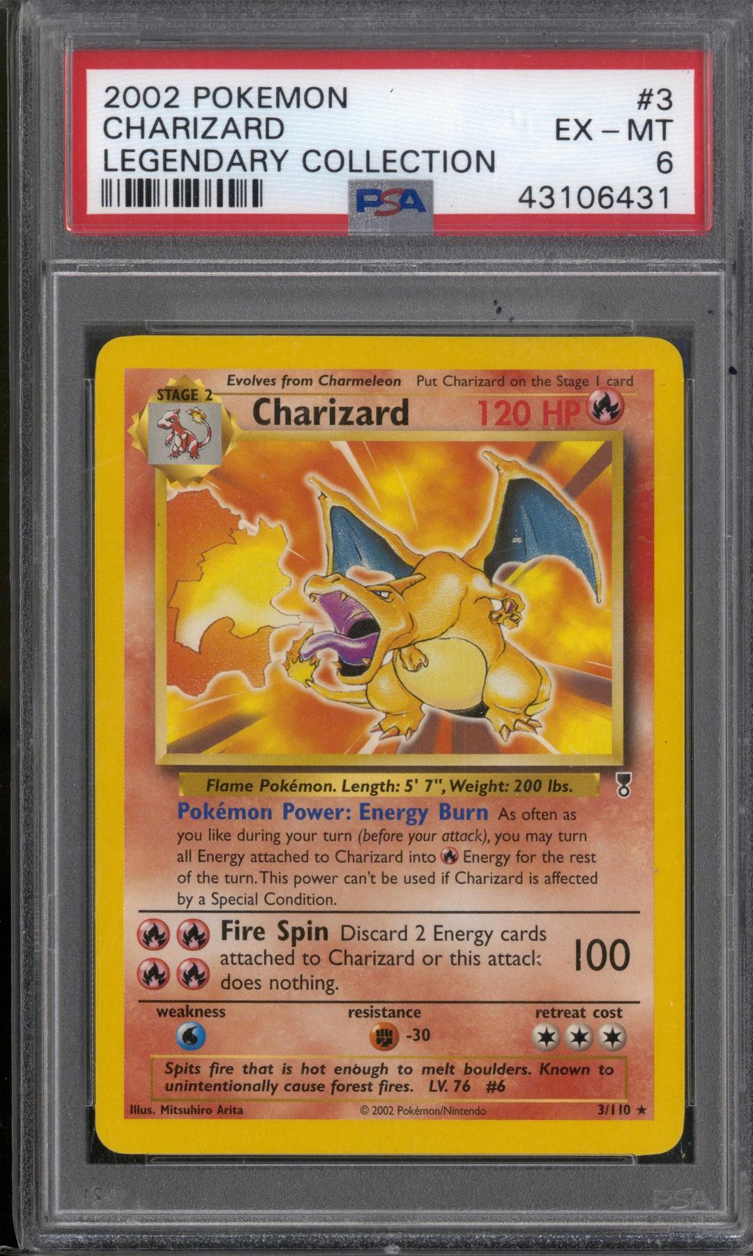 Pokemon Legendary Collection Lava Theme Deck Non-Holo Charizard 3/110 PSA 6  | DA Card World