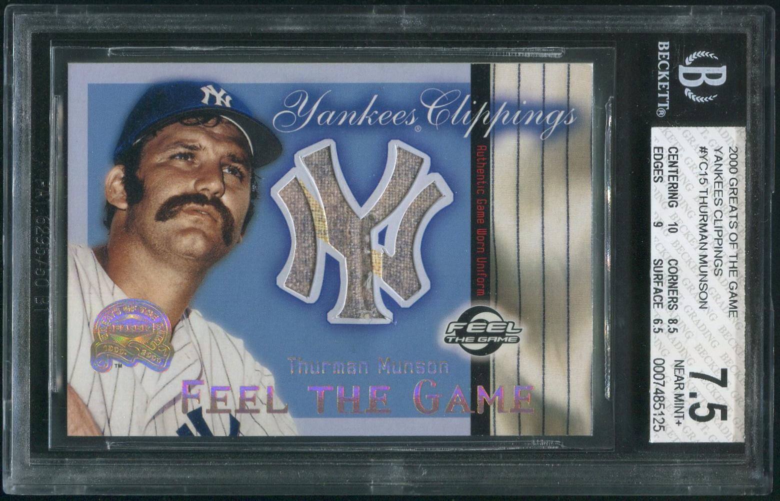 2000 Greats of the Game #YC15 Thurman Munson Yankees Clippings Jersey BGS  7.5 (NM+) | DA Card World