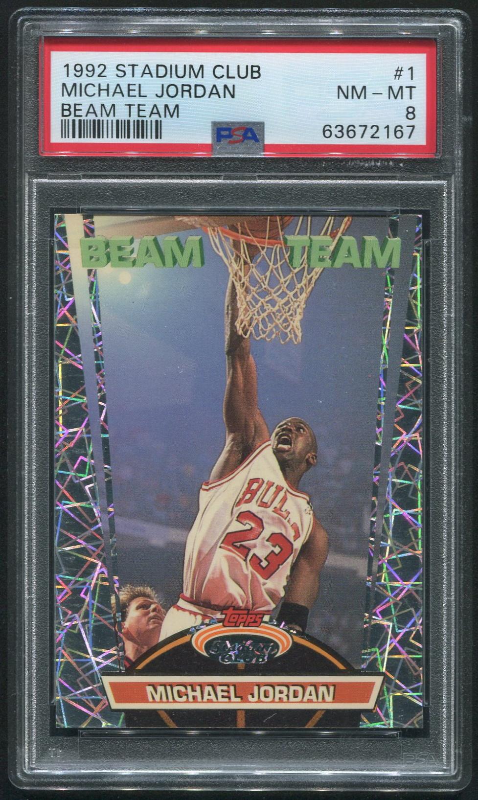 1992/93 Stadium Club Basketball #1 Michael Jordan Beam Team PSA 8 (NM ...